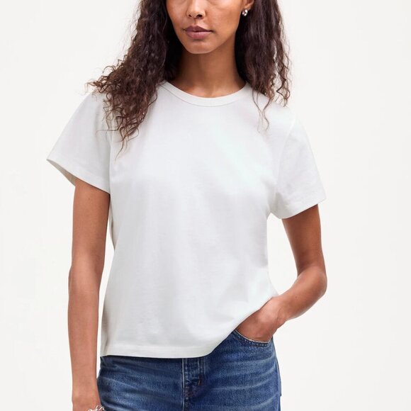 Madewell Cotton Perfect Crewneck Short Sleeve Tee White Size S NWT - Picture 1 of 8